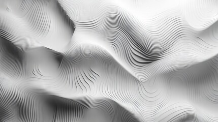 Poster - A 3D abstract image featuring a white wavy surface with intricate curved lines, offering a modern and minimalist aesthetic.
