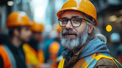 A construction worker smiles confidently at the camera