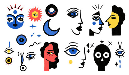 Poster - Artistic of abstract faces and eyes creative studio digital artwork vibrant colors unique perspective visual concepts