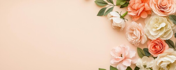 Poster - Pastel floral concept. A beautiful arrangement of pastel flowers on a soft background, perfect for decoration.