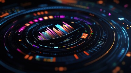 Poster - Holographic Financial Data Graph with Dynamic Display Elements