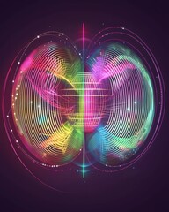 Poster - Vibrant Colorful Patterns of Light Waves in Abstract Design