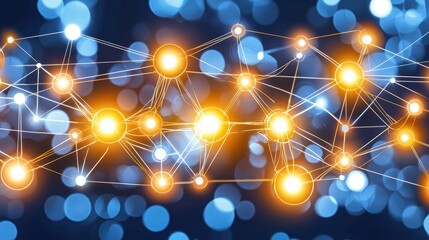 Poster - Abstract Network Connections with Bright Glowing Dots and Lights