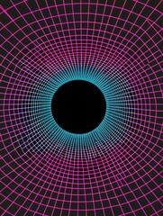 Poster - Vibrant Neon Grid Design with Circular Center on Dark Background