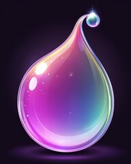 Poster - Colorful Iridescent Water Drop with Sparkle and Gradient Effect