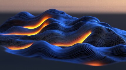Poster - Intricate Abstract Waves with Warm Light and Dark Background