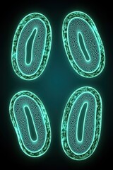 Poster - Abstract Illustration of Microbial Structures in Vibrant Light