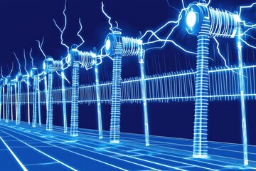 Poster - Futuristic Electric Generator Design with Neon Light Effects
