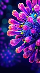 Poster - Colorful Microscopic View of a Virus Structure with Bright Spores