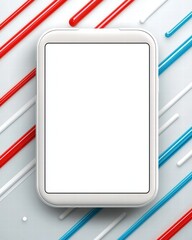 Poster - Modern tablet device on colorful striped background design