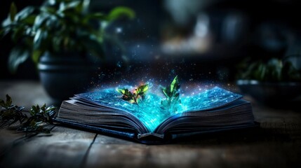 Aufkleber - Enchanting diary unveils secrets magical forest digital art mystical setting close-up whimsy and wonder
