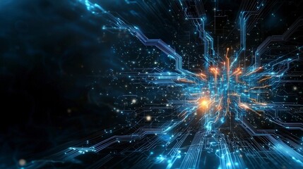 Aufkleber - Futuristic circuitry network visualization digital realm abstract art tech environment cyber viewpoint innovation concept