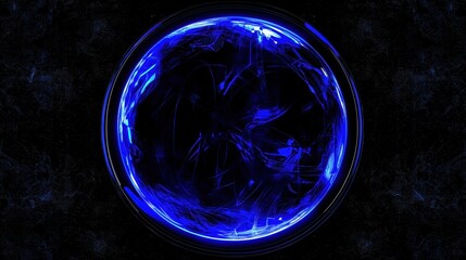 Poster - Glowing Blue Energy Sphere Abstract Digital Background Design