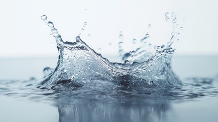 Wall Mural - Refreshing splash of cold water isolated against a white background.