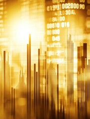 Poster - Golden Abstract Background with Financial Graph and Data Patterns