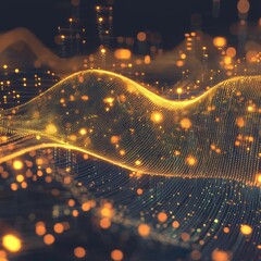 Poster - Abstract Digital Wave with Glowing Particles and Network Connections