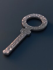 Poster - Key with textured surface on dark background for creative concepts