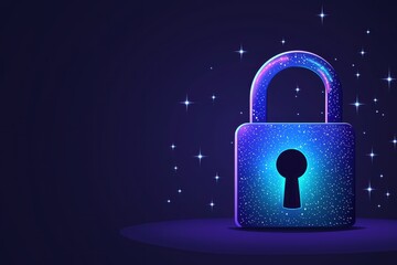 Poster - Colorful Lock with Stars on Dark Background Illustrating Security Concept