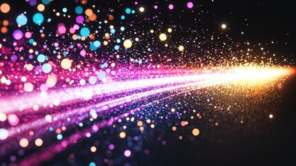 Poster - Colorful Abstract Light Trails with Bokeh Effect and Sparkles