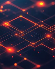 Poster - Abstract Neon Circuit Design with Glowing Lines and Dots