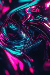 Poster - Abstract Colorful Waves of Light and Reflection in Fluid Motion