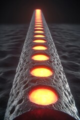 Poster - Futuristic Pathway with Glowing Orange Lights and Textured Surface