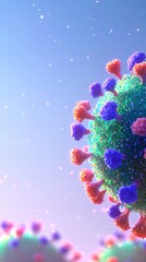 Poster - Vibrant Microscopic View of a Virus Structure in Abstract Setting