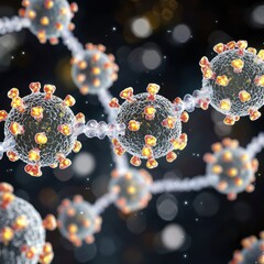 Poster - Microscopic View of Virus Particles with Colorful Structure and Detail