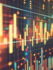 Poster - Colorful Abstract Financial Data Visualization with Bar Chart Patterns