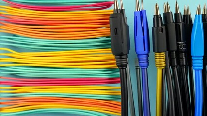 Poster - Colorful Abstract Arrangement of Wires in a Vibrant and Dynamic Composition