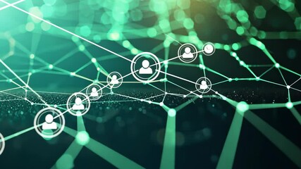 Poster - Abstract Network Background with User Icon and Data Connections in Green Light