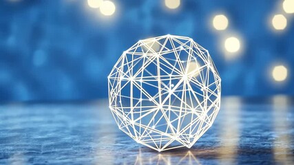 Poster - Abstract Geometric Structure with Glowing Lines on Blurred Background
