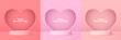 © Tuba Reza - Set of 3D Valentine’s Day backgrounds with podiums, heart shaped frames, and pastel tones. Perfect for product displays and showcases.