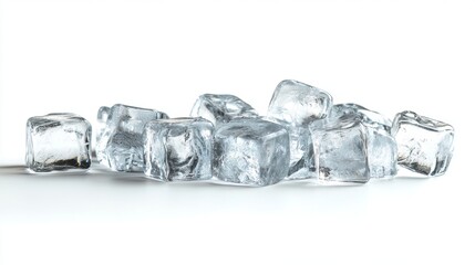Poster - Ice cubes in a refreshing arrangement isolated on a clean white background.