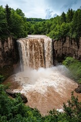 Sticker - Waterfall in a Lush Green Forest