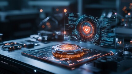 Fototapete - Exploring ai-driven management tools virtual workspace interfaces in a futuristic digital environment