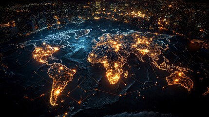 Aufkleber - Global connectivity illuminated a glowing map of worldwide efforts to provide impactful solutions
