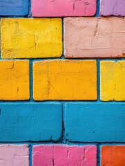 Wall Mural - Colorful Brick Wall Close Up