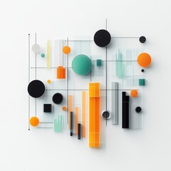 Poster - a colorful abstract design with many different shapes and sizes. the shapes are made of glass and ar