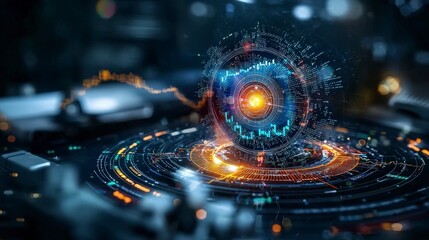 Fototapete - Dynamic stock market trends visualization digital environment data analysis futuristic viewpoint innovative concepts
