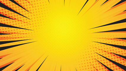 Poster - Orange and yellow rays comic background pop art