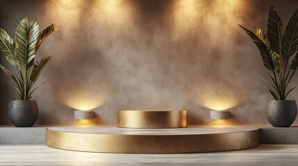Wall Mural - sleek golden podium with clean lines and sharp corners