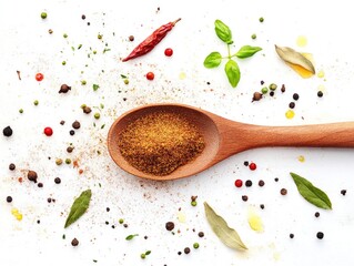 Poster - Wooden Spoon Filled with Spices and Herbs