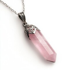 Canvas Print - Silver chain with pink crystal pendant