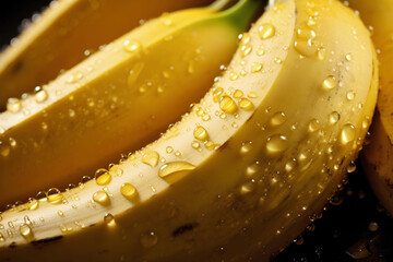 Wall Mural - yellow banana with water drops