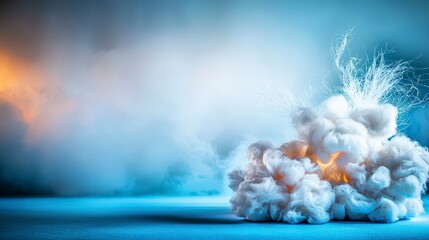 Aufkleber - Fluffy cotton clouds wreathed in colorful smoke studio setting abstract art ethereal atmosphere creative expression