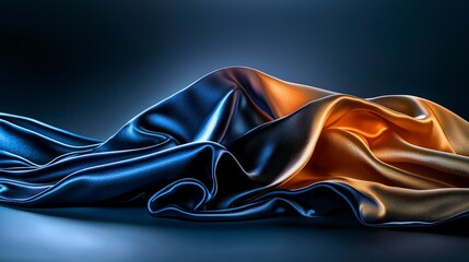 Poster - Satin fabric sculpted into wavelike folds at studio artistic display glossy texture abstract perspective textile concept