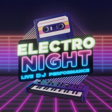 Electric 80s: Retrowave Party & DJ Nightclub Flyer Design