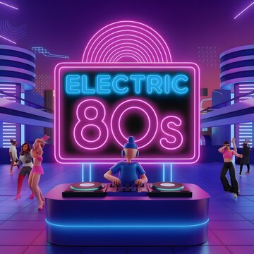 Electric 80s: Retrowave Party & DJ Nightclub Flyer Design