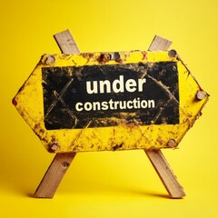 Poster - Abstract black under construction. Warning tape. Construction tape warning banner. Yellow and black background. Vector illustration